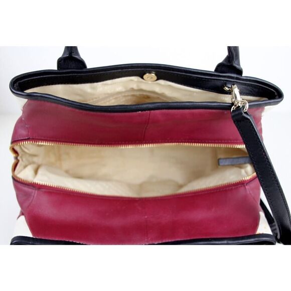 Kate Spade BURGUNDY WHITE GENUINE LEATHER X-BODY SATCHEL SHOULDER BAG HANDBAG - Picture 12 of 16